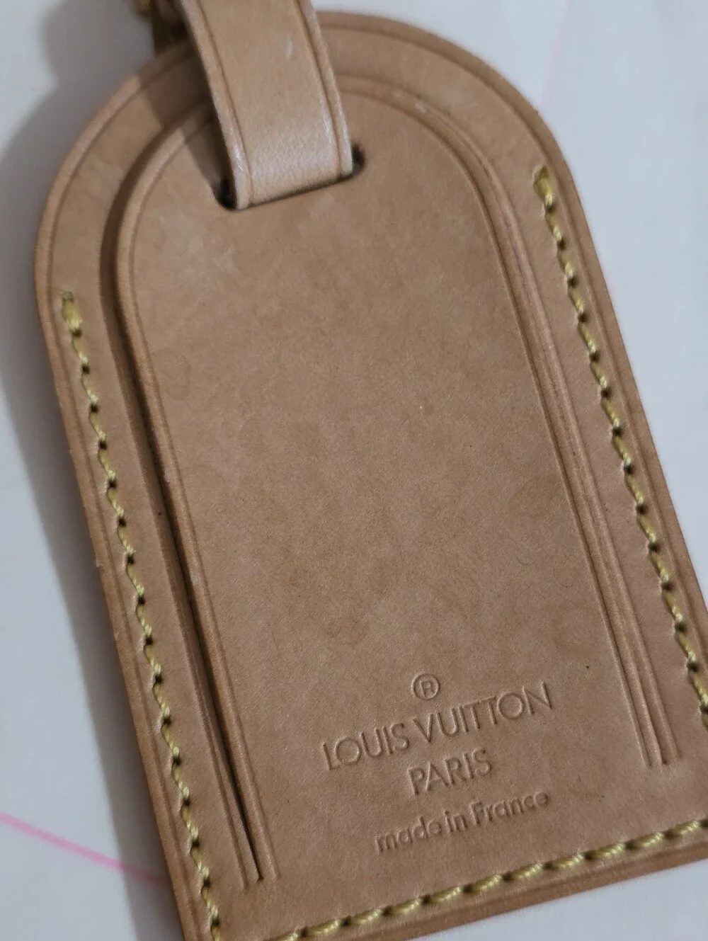 Louis Vuitton Vachetta Leather Luggage Tag Natural Tan Authentic Y2K Travel